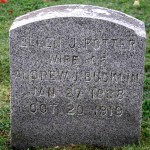 Gravestone of Ellen Potter, wife of Andrew J. Bucklin