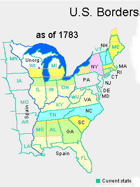 Map of the United States in 1783